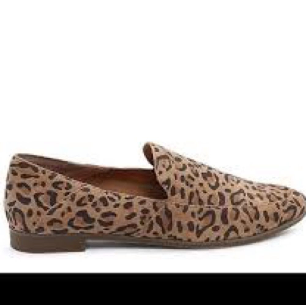New Lucky Brand Brogan Leather Leopard Print Slip On Loafers